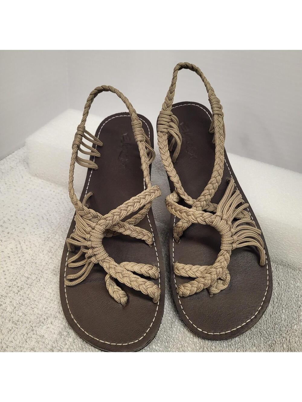 Eve Relax women's size 8 Flat Summer Sandals  handwoven braided rope straps NWOT